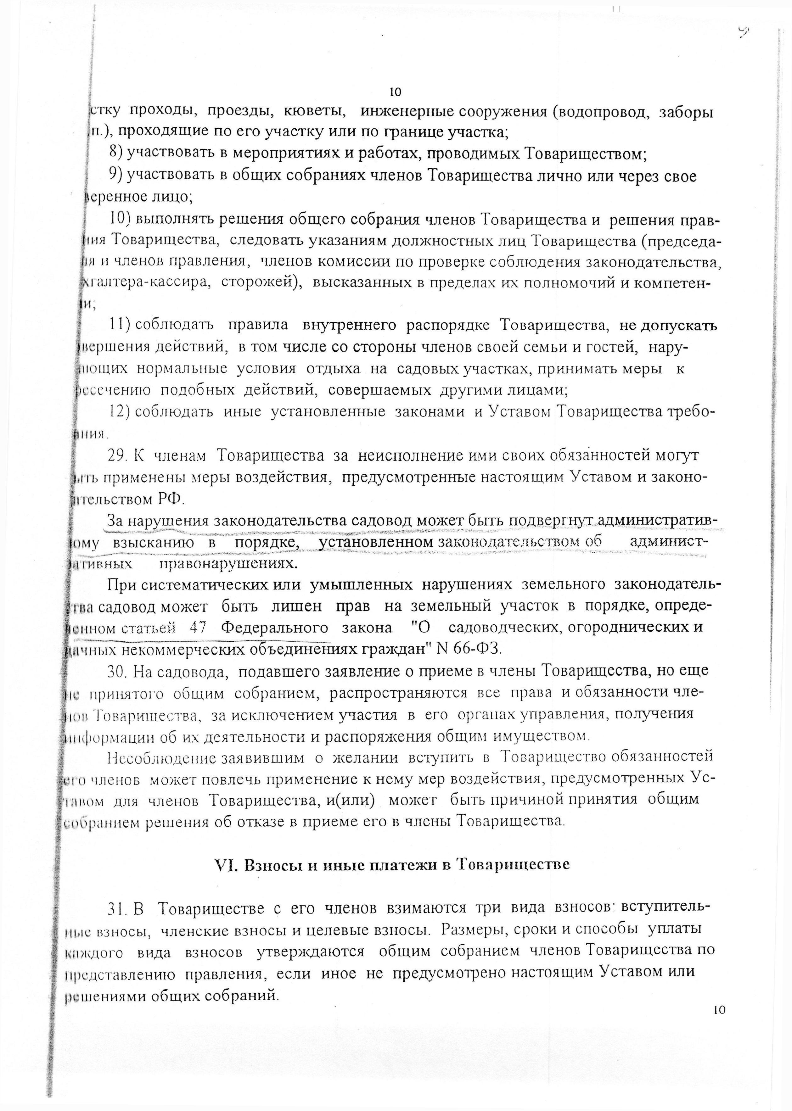 Устав садоводческого некоммерческого товарищества &laquo;Оптимист&raquo; (в редакции 29.03.2003). Страница 10