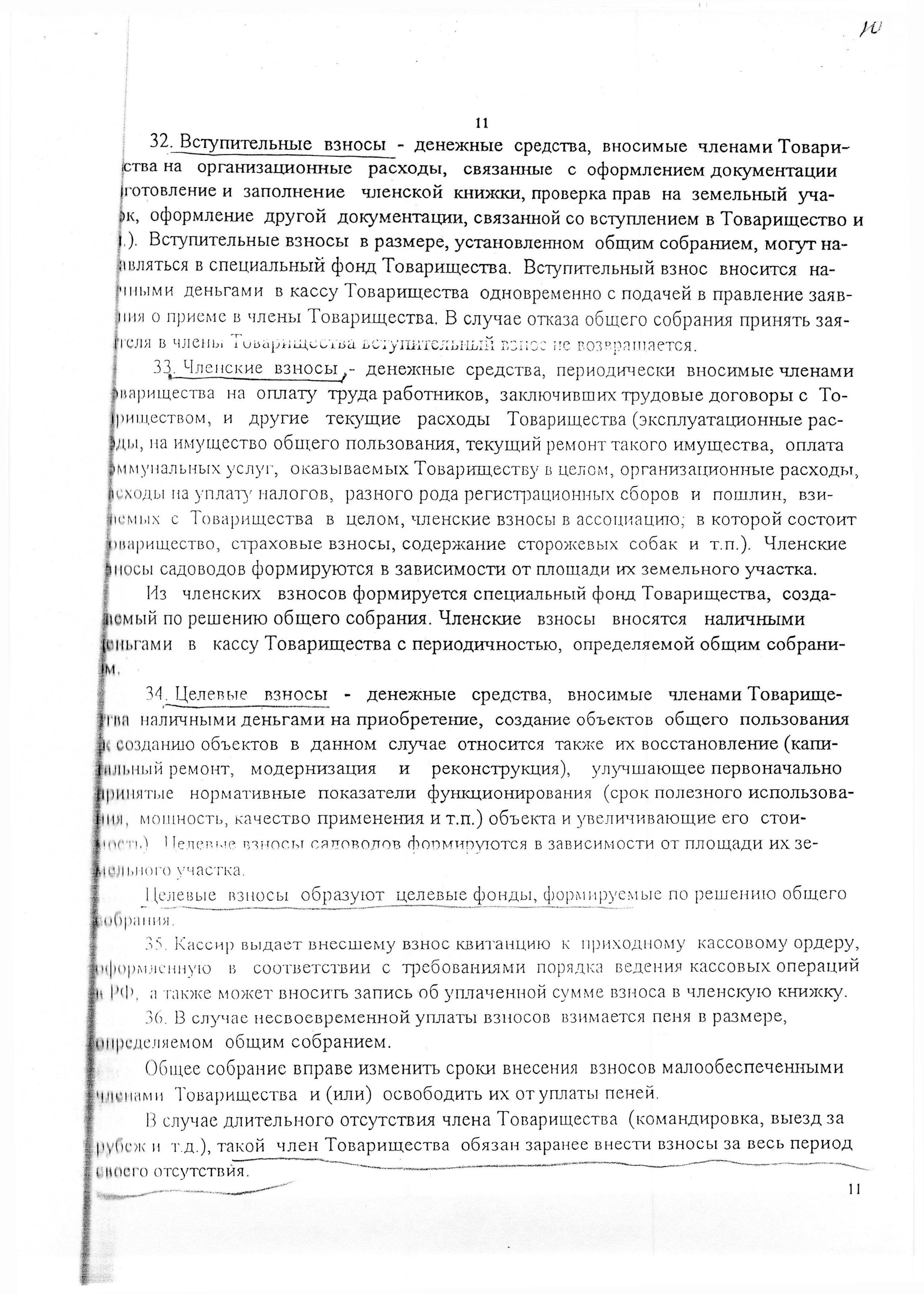 Устав садоводческого некоммерческого товарищества &laquo;Оптимист&raquo; (в редакции 29.03.2003). Страница 11